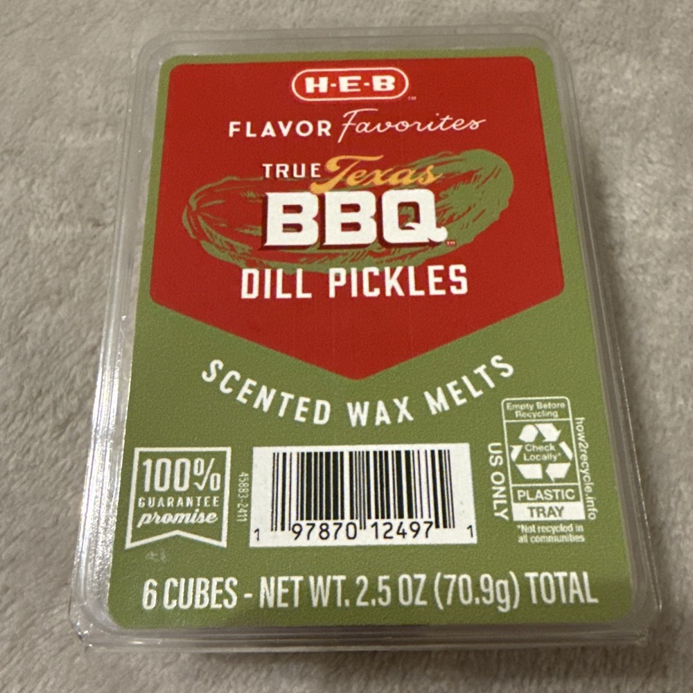 HEB True Texas BBQ Dill Pickles Scented Wax Melts New in Package 2.5 oz. 6 Pack‎